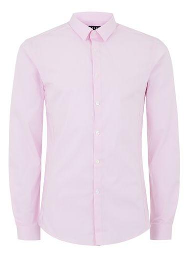 Topman Mens Pink And White Stripe Muscle Fit Shirt