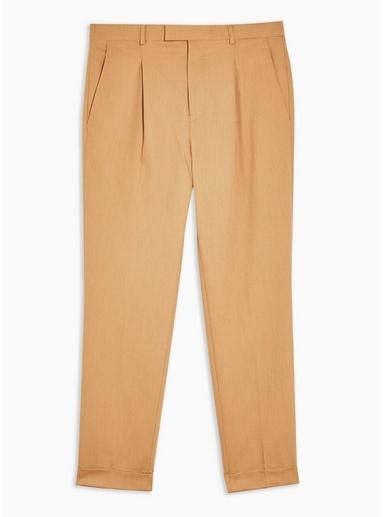 Topman Mens Brown Camel Skinny Fit Smart Trousers