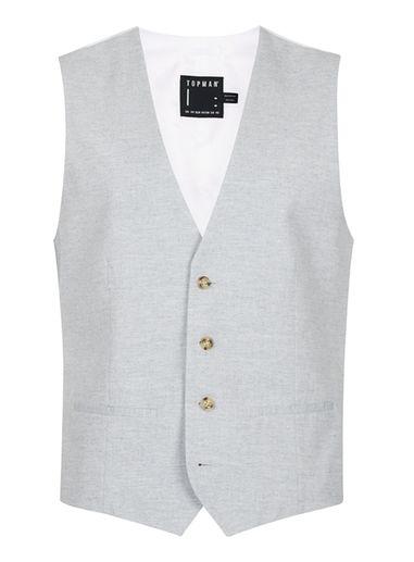 Topman Mens Light Blue Cotton Blend Suit Vest