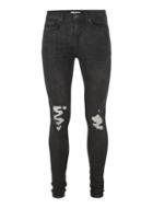 Topman Mens Black Marble Washed Ripped Super Spray On Jeans