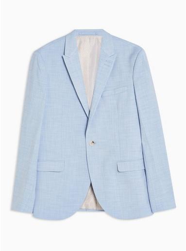 Topman Mens Light Blue Skinny Fit Single Breasted Blazer With Peak Lapels