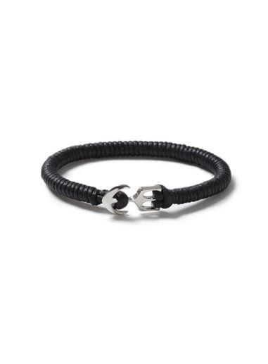 Topman Mens Black Anchor Wrap Bracelet*