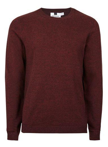 Topman Mens Red Burgundy Twist Crew Neck Jumper