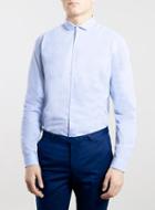 Topman Mens Blue Texture Long Sleeve Dress Shirt