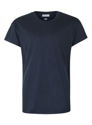 Topman Mens Blue Selected Homme Navy Raw Edge T-shirt