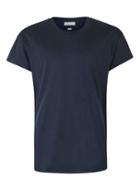 Topman Mens Blue Selected Homme Navy Raw Edge T-shirt