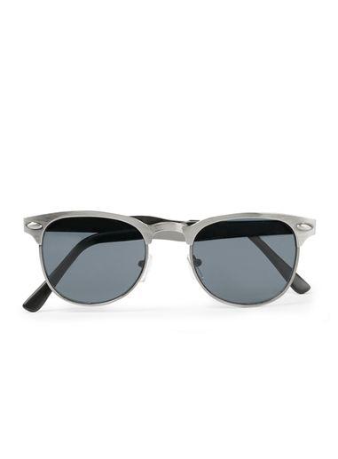 Topman Mens Metallic Silver Retro Half Frame Sunglasses