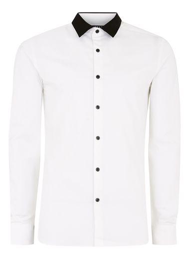 Topman Mens White Contrast Shirt