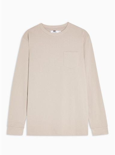 Topman Mens Beige Burgundy Relaxed Pocket T-shirt