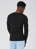 Topman Mens Black Ribbed Muscle Fit Long Sleeve T-shirt