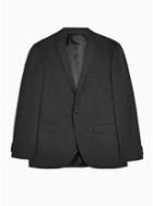 Topman Mens Grey Charcoal Gray Slim Fit Single Breasted Blazer With Notch Lapels