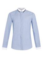 Topman Mens Blue Contrast Collar Long Sleeve Dress Shirt