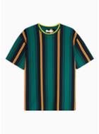 Topman Mens Green And Navy 90's Stripe T-shirt