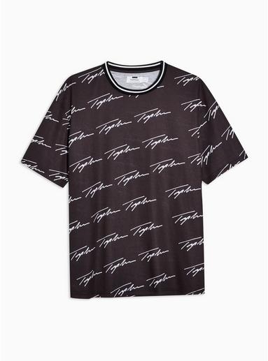 Topman Mens Signature Black Repeat Printed T-shirt