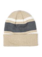 Topman Mens Multi Camel, Cream And Grey Colour Block Beanie Hat
