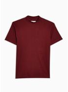 Topman Mens Red Burgundy Ribbed Turtle Neck T-shirt