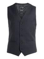 Topman Mens Blue Navy Wool Blend Crosshatch Suit Vest