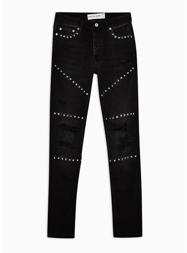 Topman Mens Black Studded Skinny Fit Jeans
