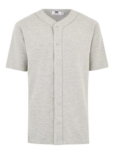 Topman Mens Grey Gray Waffle Baseball T-shirt