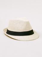Topman Mens Brown Straw Trilby With Woven Trim