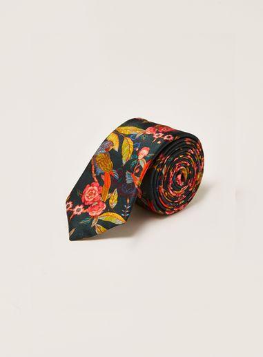 Topman Mens Black Silk Parrot Print Tie