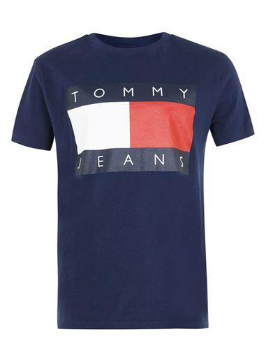 Topman Mens Blue Tommy Jeans Navy Logo T-shirt