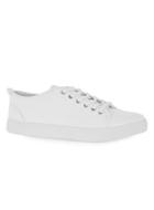 Topman Mens White Faux Leather Woven Sneakers