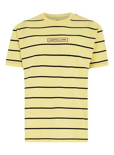 Topman Mens Yellow Oversized Striped T-shirt