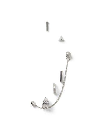Topman Mens Silver Look Chain Earrings Multipack*