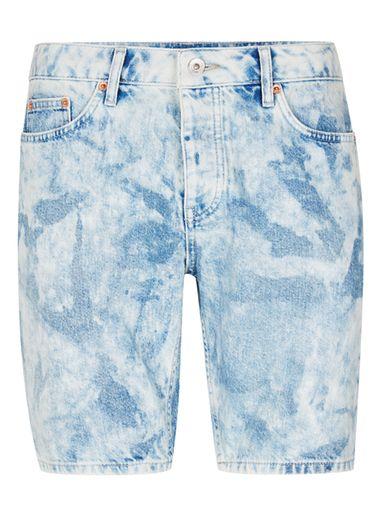 Topman Mens Light Blue Bleach Wash Blue Slim Denim Shorts