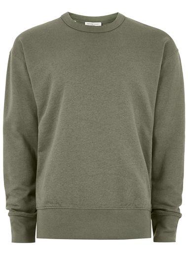Topman Mens Green Selected Homme Khaki 'matt' Sweatshirt