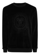 Topman Mens Black Velour Embroidered Sweatshirt