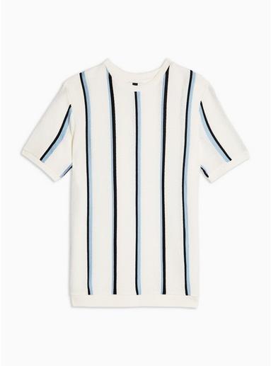 Topman Mens Multi Off White And Blue Stripe Sweater