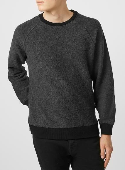 Topman Mens Ltd Black Textured Sweatshirt