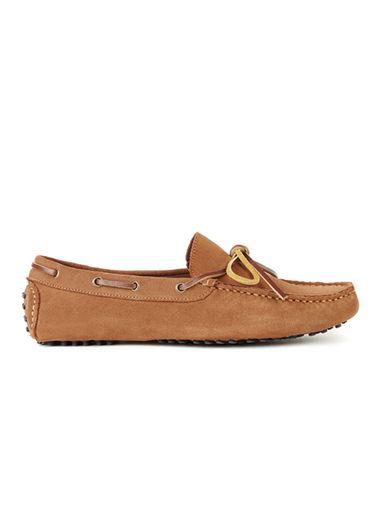 Topman Mens Brown Tan Suede Driving Loafers