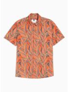 Topman Mens Multi Leaf Slub Slim Shirt