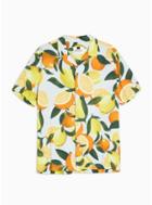 Topman Mens Multi Lemon And Orange Print Slim Shirt