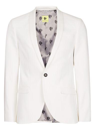 Topman Mens Noose & Monkey White Slim Fit Suit Jacket