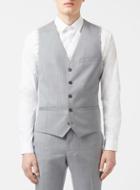 Topman Mens Light Grey Crosshatch Suit Vest