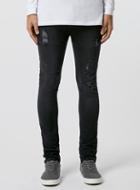 Topman Mens Washed Black Distressed Stretch Skinny Jeans