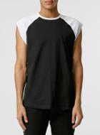 Topman Mens White Black Raglan Tank T-shirt