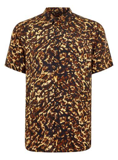Topman Mens Multi Leopard Print Short Sleeve Shirt