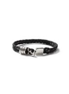 Topman Mens Black Faux Leather And Silver Look Plaited Bracelet*