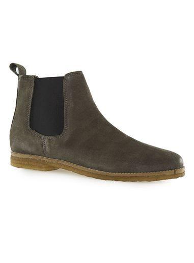 Topman Mens Grey Suede Embossed Print Chelsea Boots