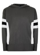 Topman Mens Grey Charcoal Sport Stripe Drop Shoulder Knitted Hoodie