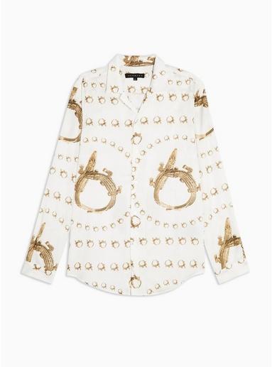 Hermano Mens Hermano White Crocodile Print Shirt