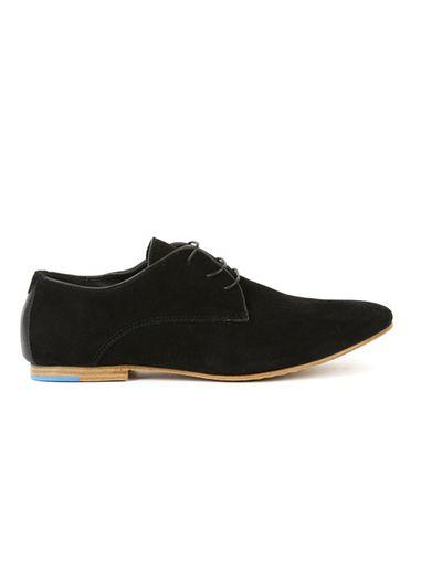 Topman Mens Black Faux Suede Derby Shoes