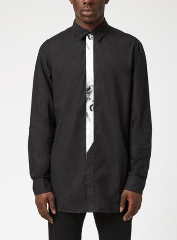 Topman Mens N1sq Black Longline Shirt*