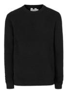 Topman Mens Black Ripple Stitch Slim Fit Sweater
