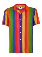 Topman Mens Multicolored Stripe Short Sleeve Shirt